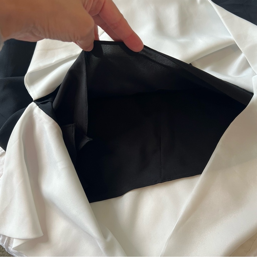 2/$30 Club Monaco Silk Asymmetrical Hem Black and White Sleeveless Dress SZ 6 - Picture 9 of 16